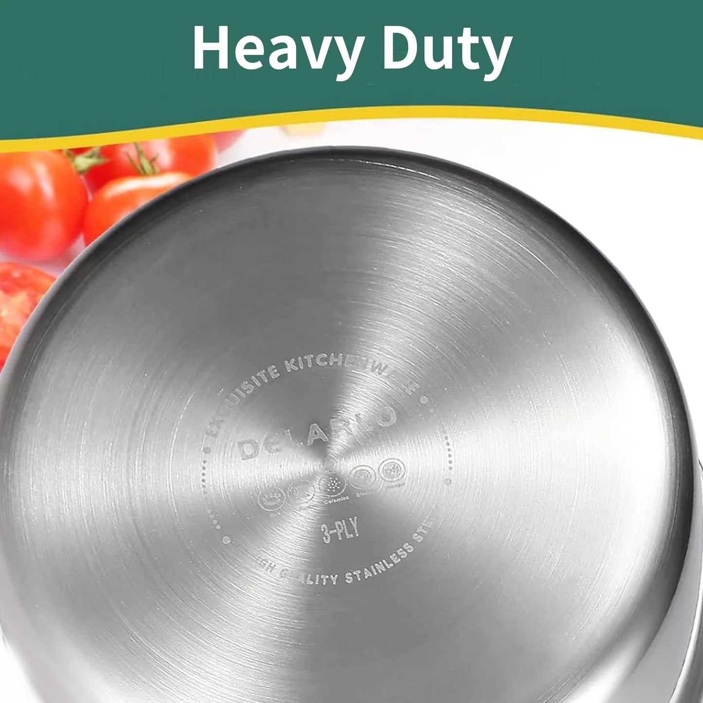 DELARLO Tri-Ply Stainless Steel 2QT induction Cooking Small Saucepan With Lid,Heavy Bottom milk pan,Dishwasher Safe & Oven Safe