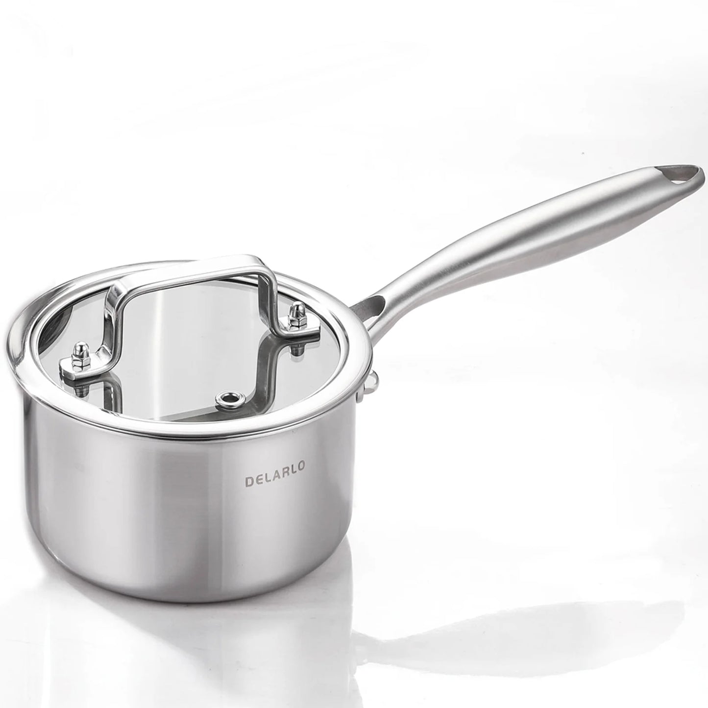 DELARLO Tri-Ply Stainless Steel 2QT induction Cooking Small Saucepan With Lid,Heavy Bottom milk pan,Dishwasher Safe & Oven Safe